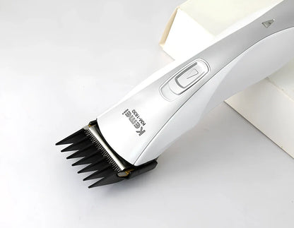 White KM-1830 electric hair clipper, 18.2 x 5 cm compact design, 3W power for home trimming