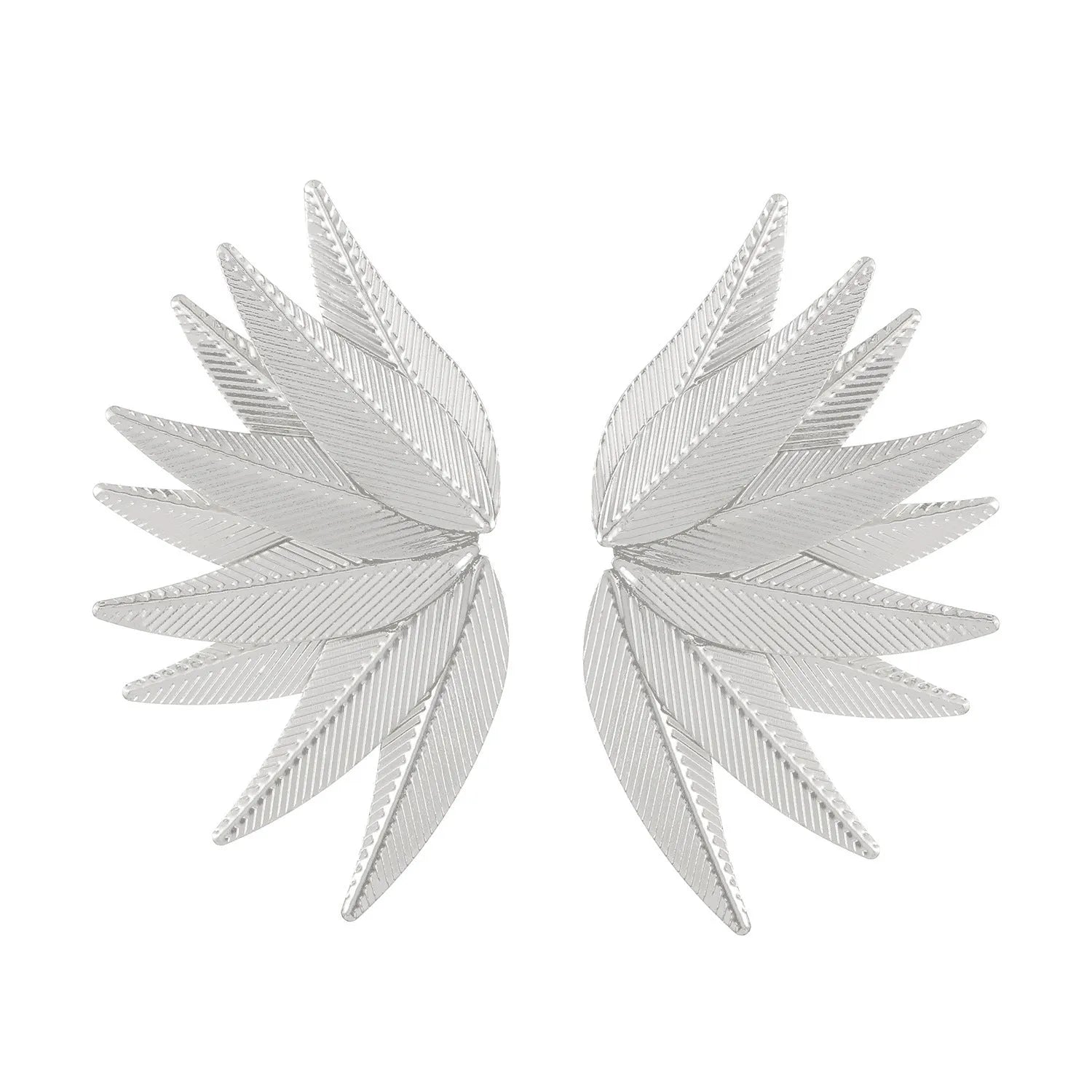 Gold and white alloy leaf-shaped patch earrings with dangle design