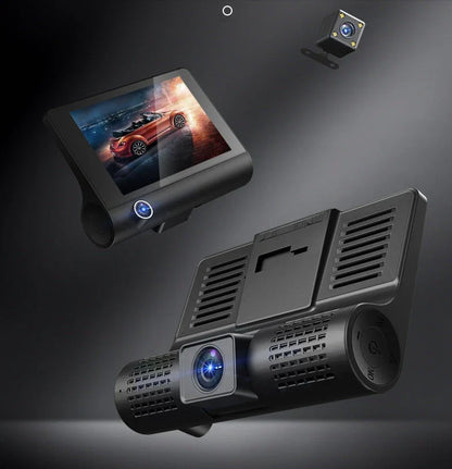 High-definition 1080p driving recorder with wide-angle lens, motion detection, and loop recording for clear video capture of road trips and driving incidents