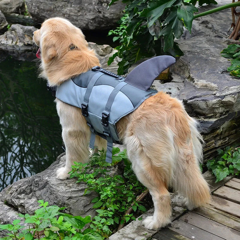 Adjustable mermaid shark design dog life vest for swimming safety and style