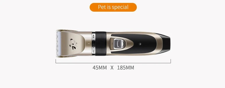 Powerful cordless pet grooming clipper with 5 adjustable speed settings, titanium-ceramic blade, and up to 2 hours of runtime