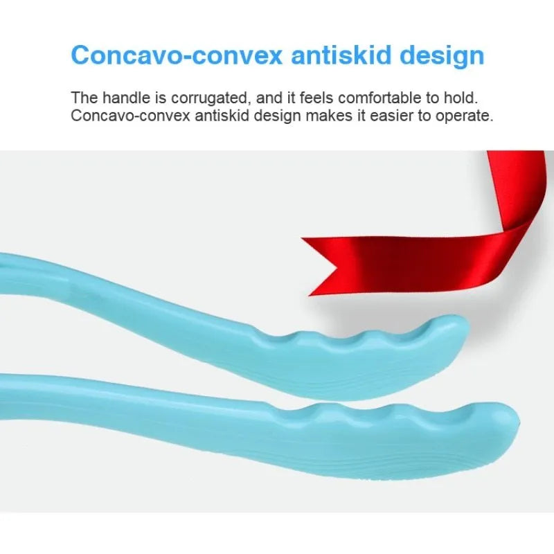 Plastic swan-shaped neck massager in pink, blue, or green with adjustable width and 3D floating-point rollers