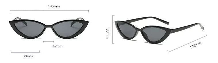 Cat eye sunglasses in various colors with UV protection and lightweight PC frame