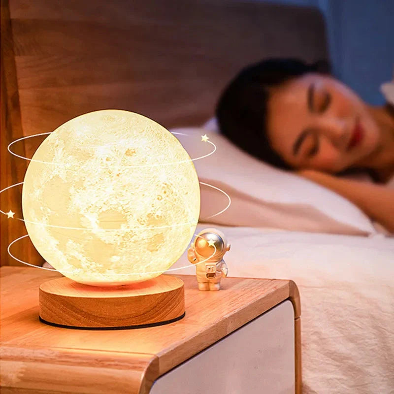 3D Magnetic Floating Levitating Moon Lamp with realistic moon surface and customizable colors