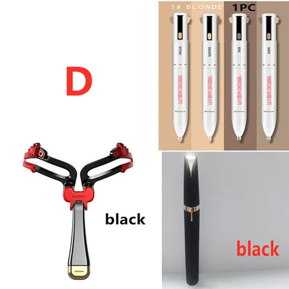 Adjustable 3-in-1 eyebrow shaping set with LED light, eyebrow pencil, and trimmer for perfect, professional-looking brows