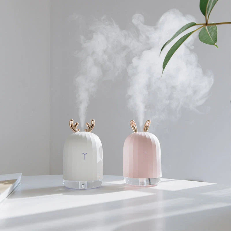 Compact deer-shaped humidifier with USB power for small spaces up to 100 square feet