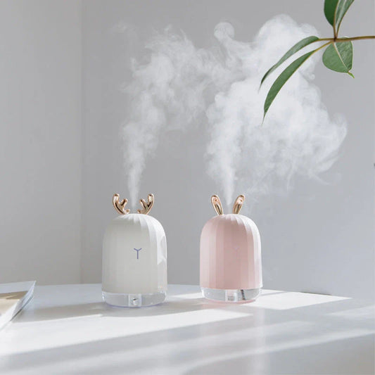 Compact deer-shaped humidifier with USB power for small spaces up to 100 square feet