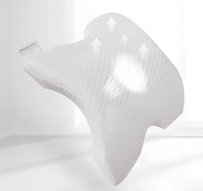 Tunnel-shaped memory foam pillow with plastic bracket for preventing limb numbness during office naps