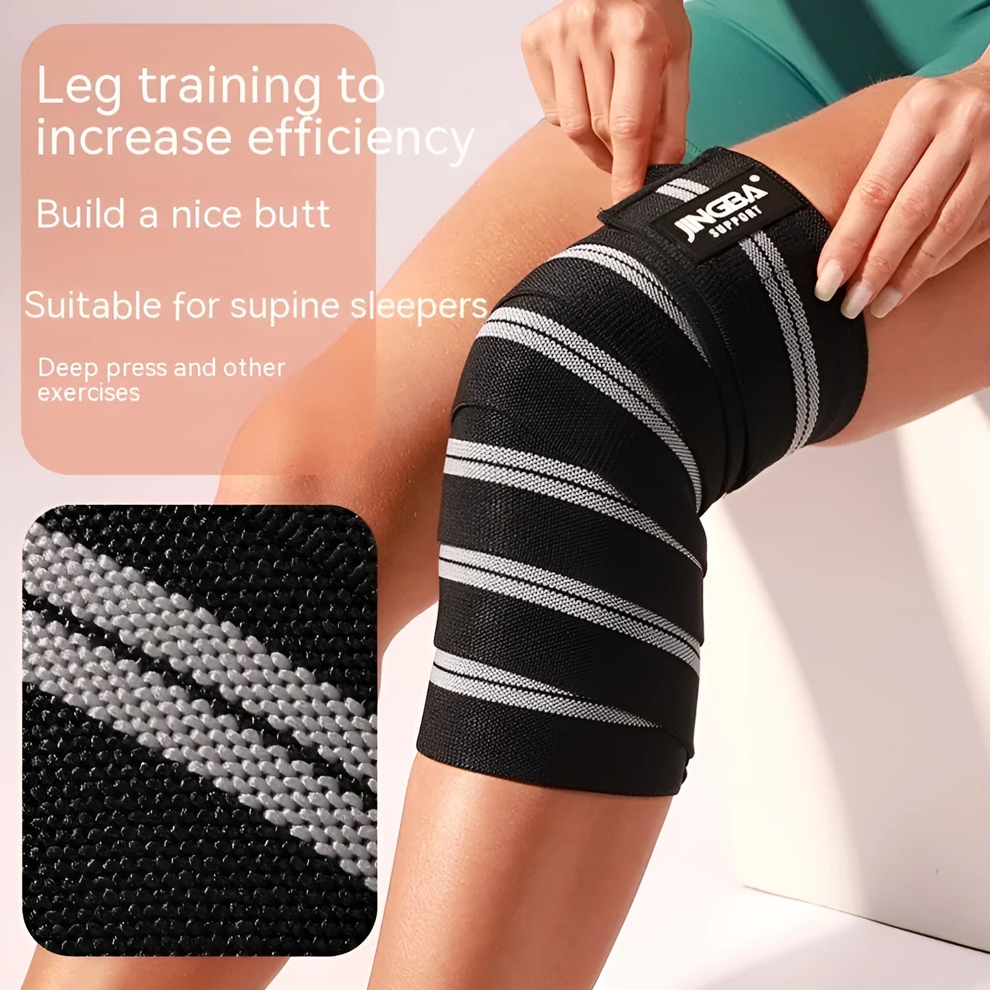 Adjustable sports knee pads in blue, grey, red, and yellow colours for weightlifting and cycling.
