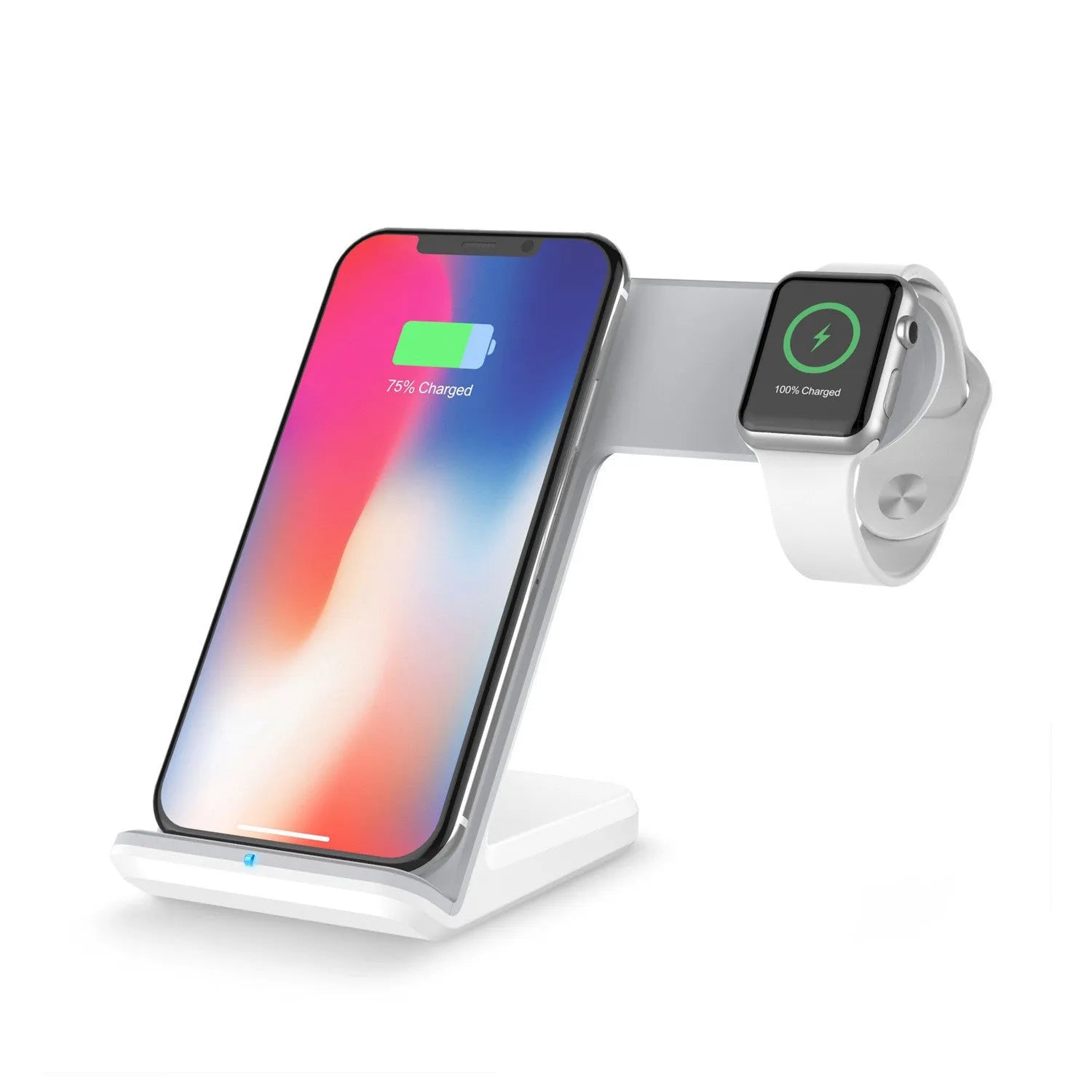 Black or white wireless charging pad for smartphones with 10W fast charging capability