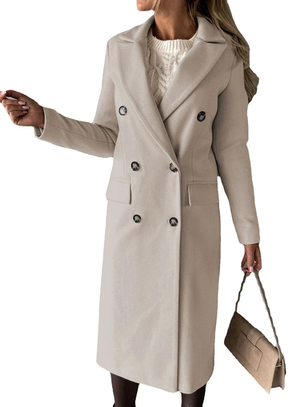 Stylish long sleeve lapel coat in various colors for trendy winter fashion