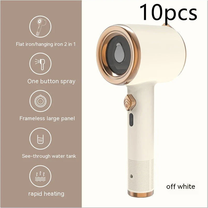 Compact handheld garment steamer with titanium-coated soleplate for quick, wrinkle-free clothing care