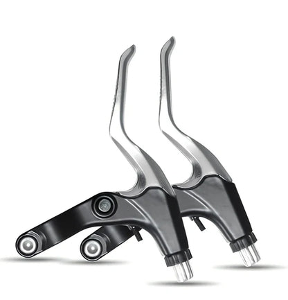 Aluminium bicycle brake lever showing reach adjustment mechanism in black finish