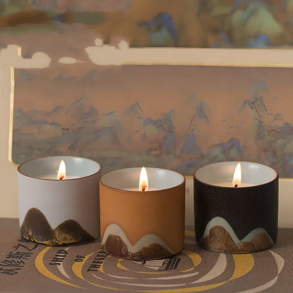 Handcrafted tea cup aromatherapy candle in glass container with 5.2cm width and 4.3cm height
