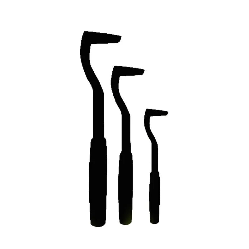 Set of three coloured tick hook removal tools for dogs on a white background.