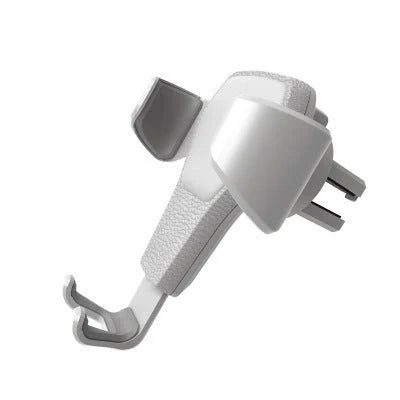 Leather grain gravity mobile phone car holder in black and white, compatible with most smartphones