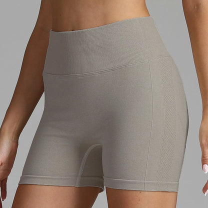 High waist seamless yoga shorts for women with hip-lifting design in various colors
