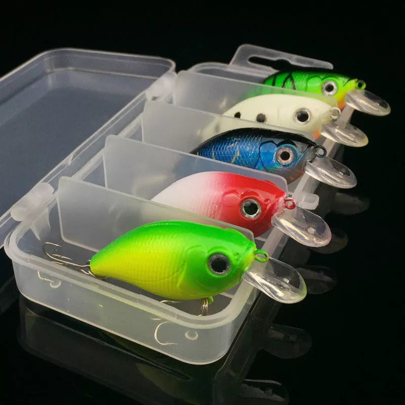 5-piece fishing lure set with vibrant colors for effective minnow road bait