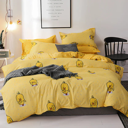 Pink polyester bedding set with twill weave duvet cover, pillowcases, and deep pocket fitted sheet in UK sizes