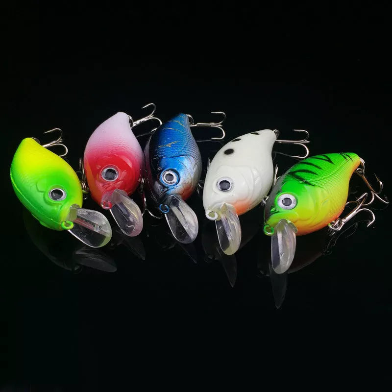 5-piece fishing lure set with vibrant colors for effective minnow road bait