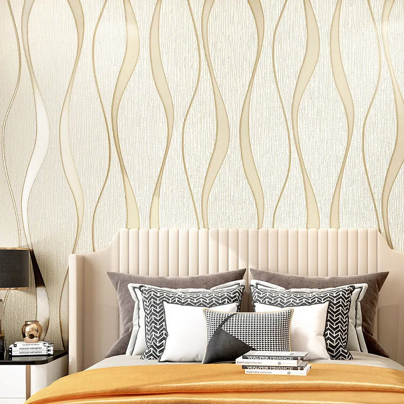 Curve stripe 3D background wallpaper with velvet texture showing light grey and dark brown colour options