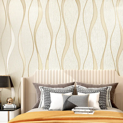 Curve stripe 3D background wallpaper with velvet texture showing light grey and dark brown colour options