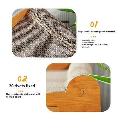 Double layer corrugated paper cat house in Double Ball Double Door design for indoor cats
