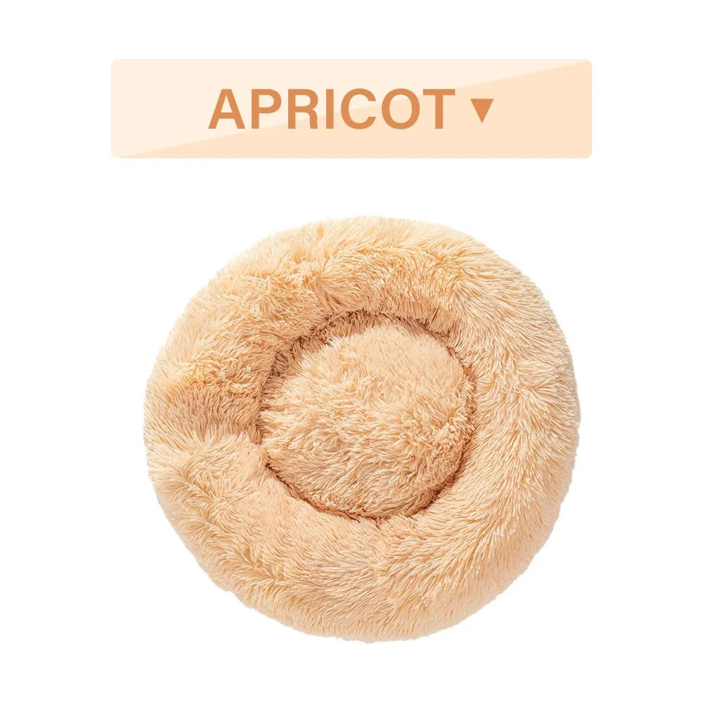 XXL fluffy donut dog bed in luxury long plush with 100cm diameter for large pets