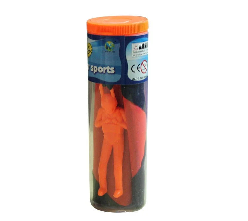 Colorful paratrooper toy parachute with soldier figure, designed for outdoor fun and educational play