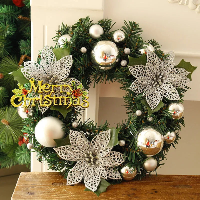 30cm multicolour plastic Christmas wreath decoration for door or garden