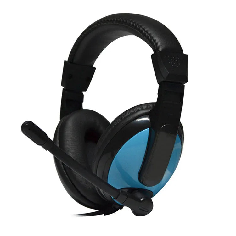 Blue760 colour e-sports gaming headset with 40mm speakers, microphone, and 3.5mm plug.