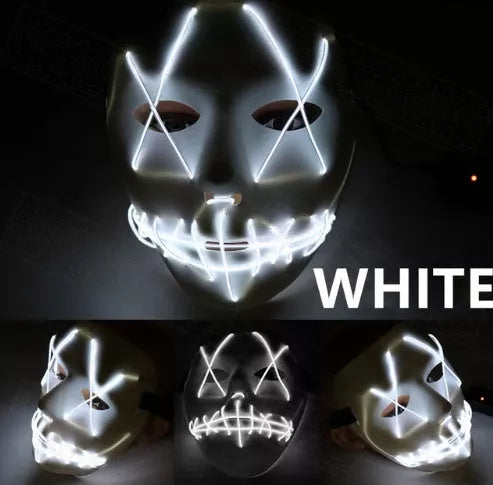 Halloween LED Glowing Full Face Mask in various colors with customizable lighting modes