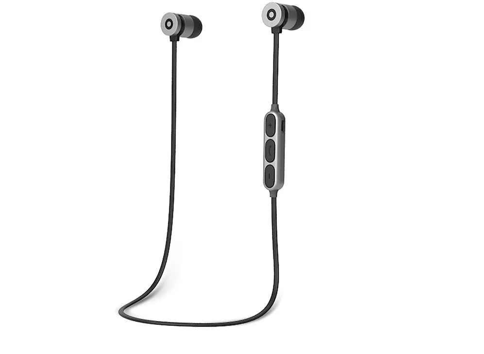 Black metal magnetic sports Bluetooth wireless headset with neck-mounted design and gift packaging