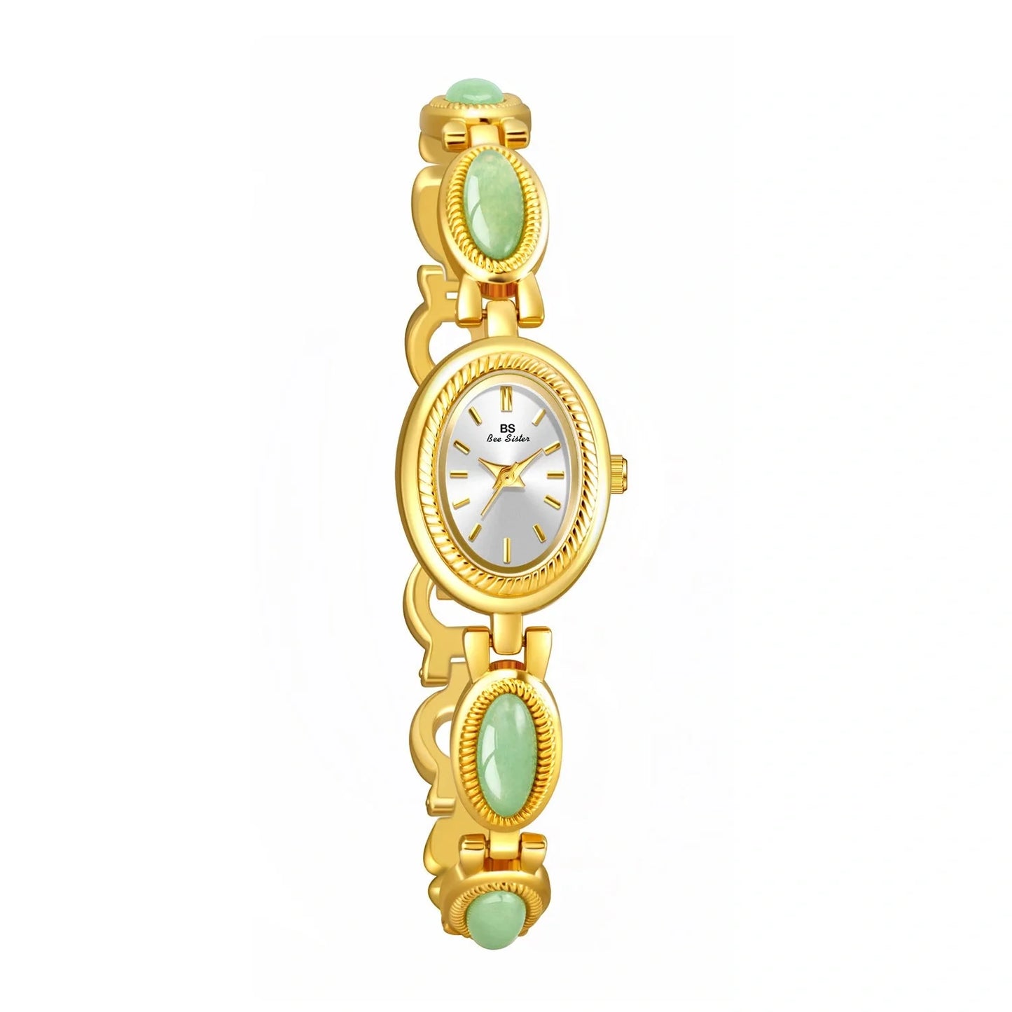 Luxury women's bracelet watch with Hetian Jade and waterproof feature