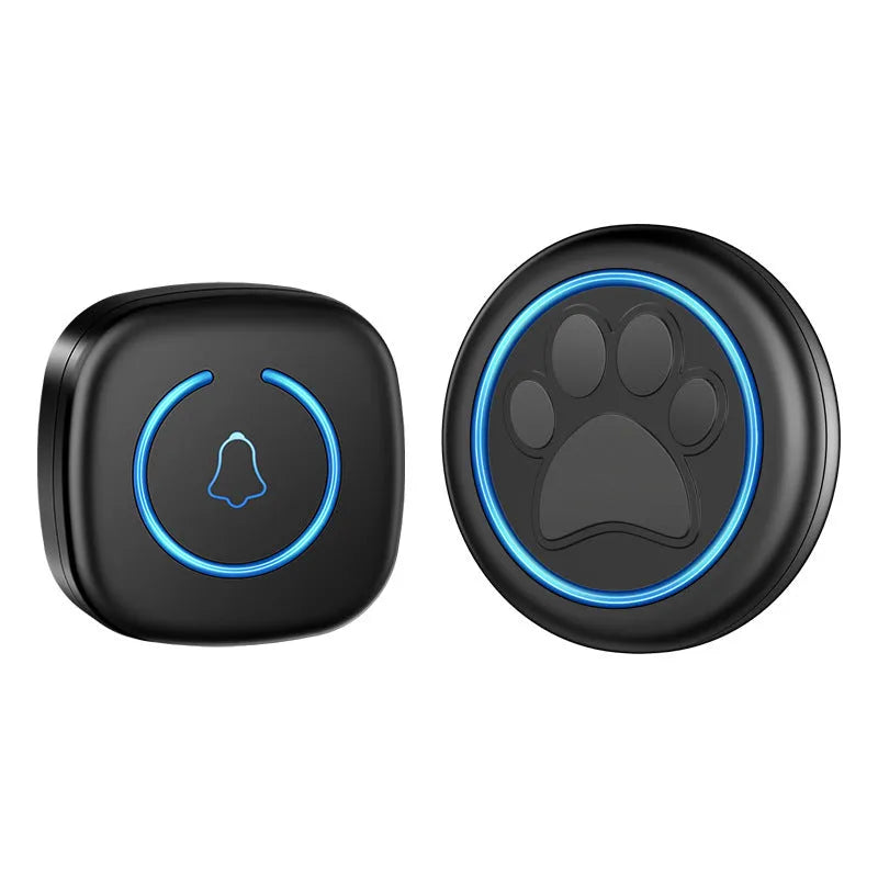 Waterproof wireless dog training doorbell with touch bell unit in black or white colour options