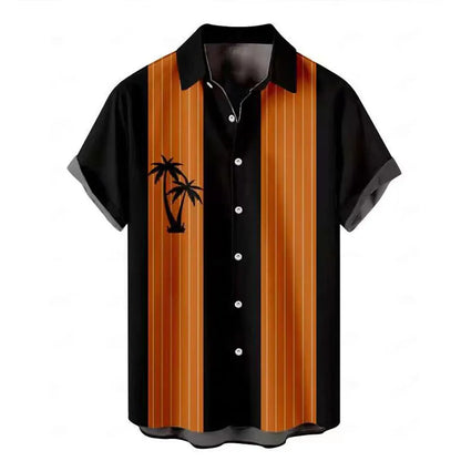 Men's short-sleeved Hawaiian shirt with 3D printed pattern, available in multiple colours and sizes including plus sizes.