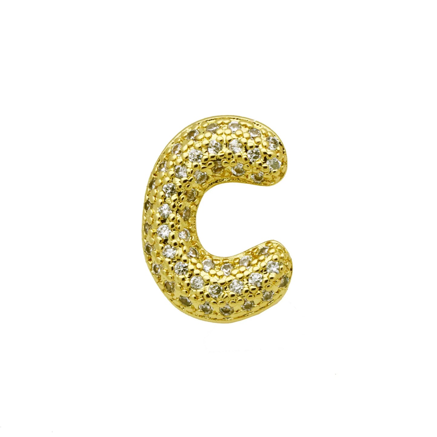 Retro style copper bracelet with English letter charm featuring micro inlaid zirconium stones in gold plating