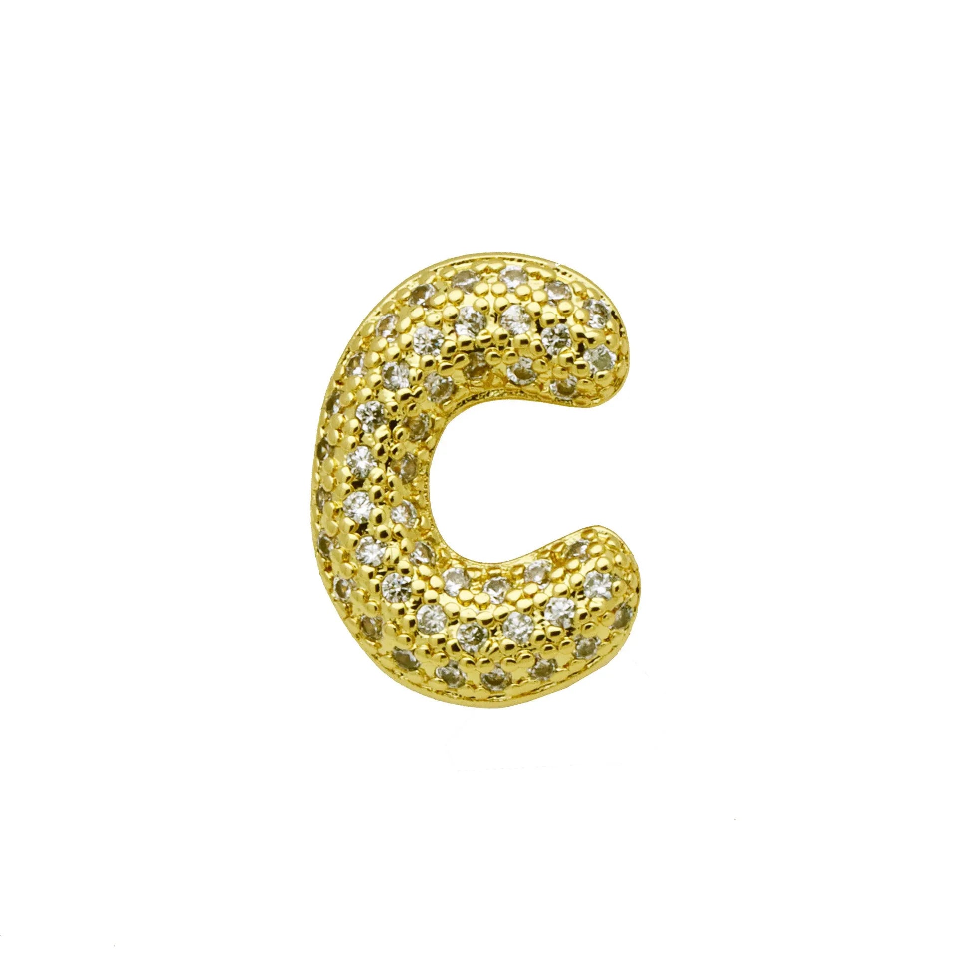 Retro style copper bracelet with English letter charm featuring micro inlaid zirconium stones in gold plating