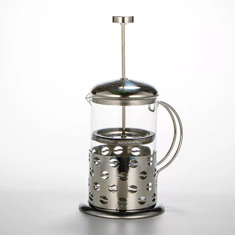 Hand-washing coffee pot with stainless steel and glass in bean pattern design