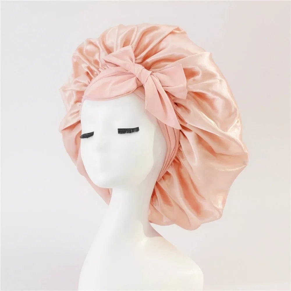 Double-layer silk bonnet for sleeping in various colors