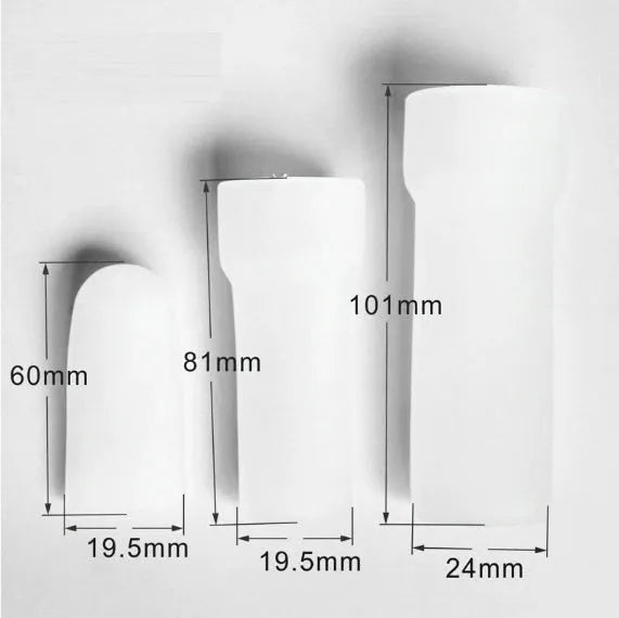 Blue silicone male masturbator shown in small, medium, and large size options.