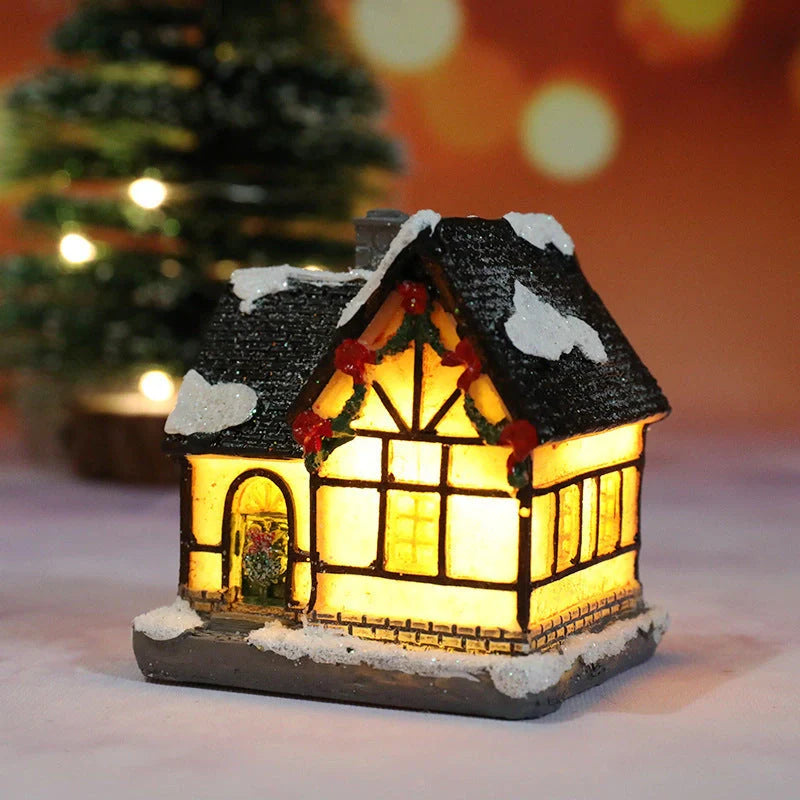 Christmas Micro Landscape Resin House Ornament with detailed festive design