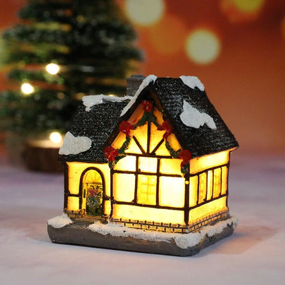 Christmas Micro Landscape Resin House Ornament with detailed festive design