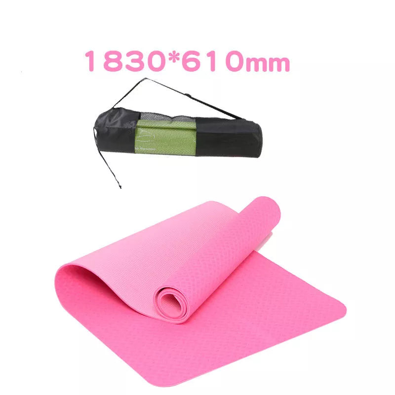 Non-slip TPE yoga mat in various colors, 6mm thickness for optimal comfort