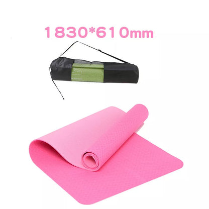 Non-slip TPE yoga mat in various colors, 6mm thickness for optimal comfort