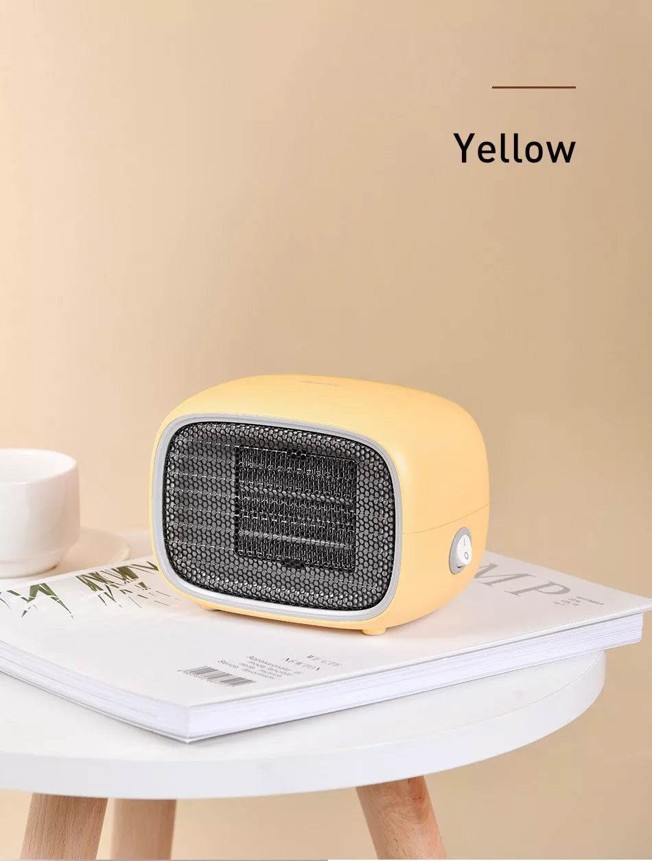 Mini Home Heater with PTC ceramic fast heating technology in green, white, or yellow