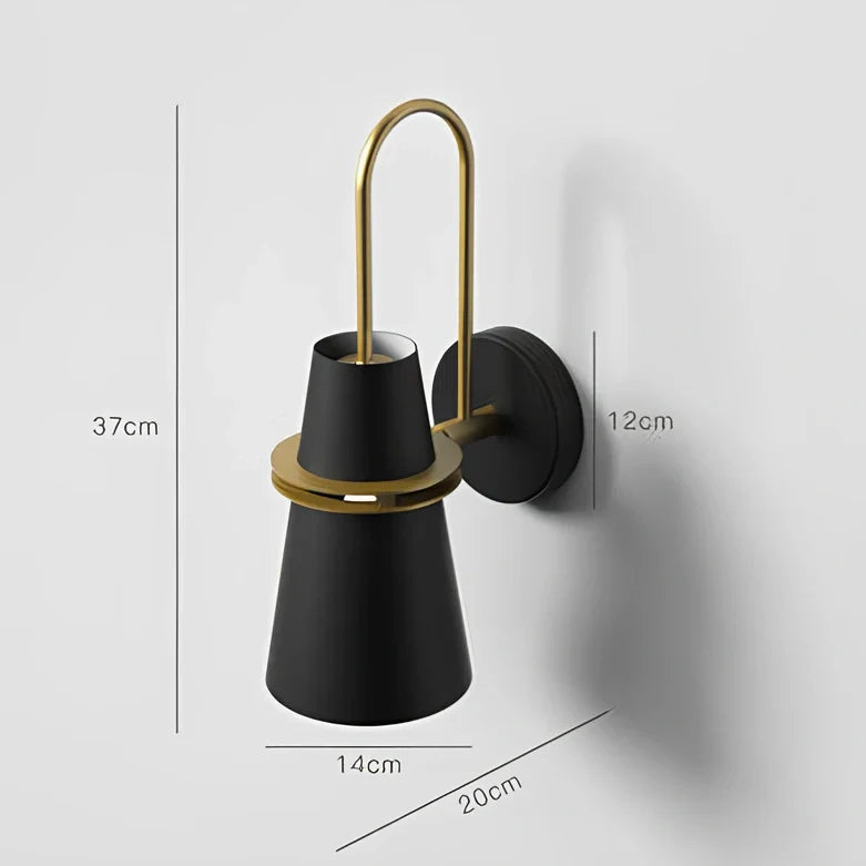 Indoor wall lamp with iron shade and LED lighting in black, blue, navy blue, or white finishes