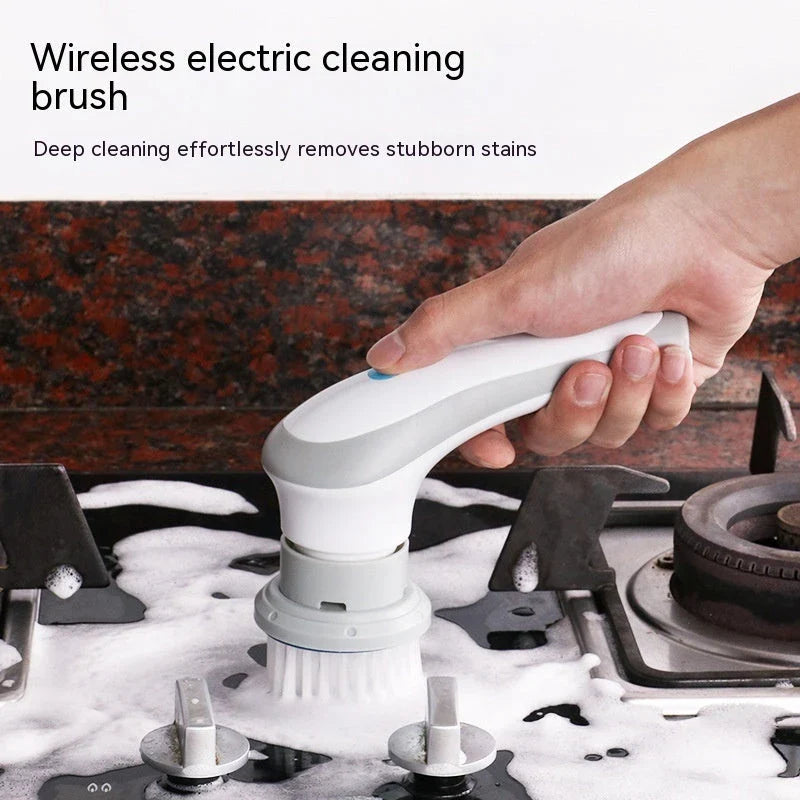 Cordless Electric Spin Cleaning Brush with 4 Interchangeable Brush Heads for Powerful Scrubbing of Tiles, Countertops, and More