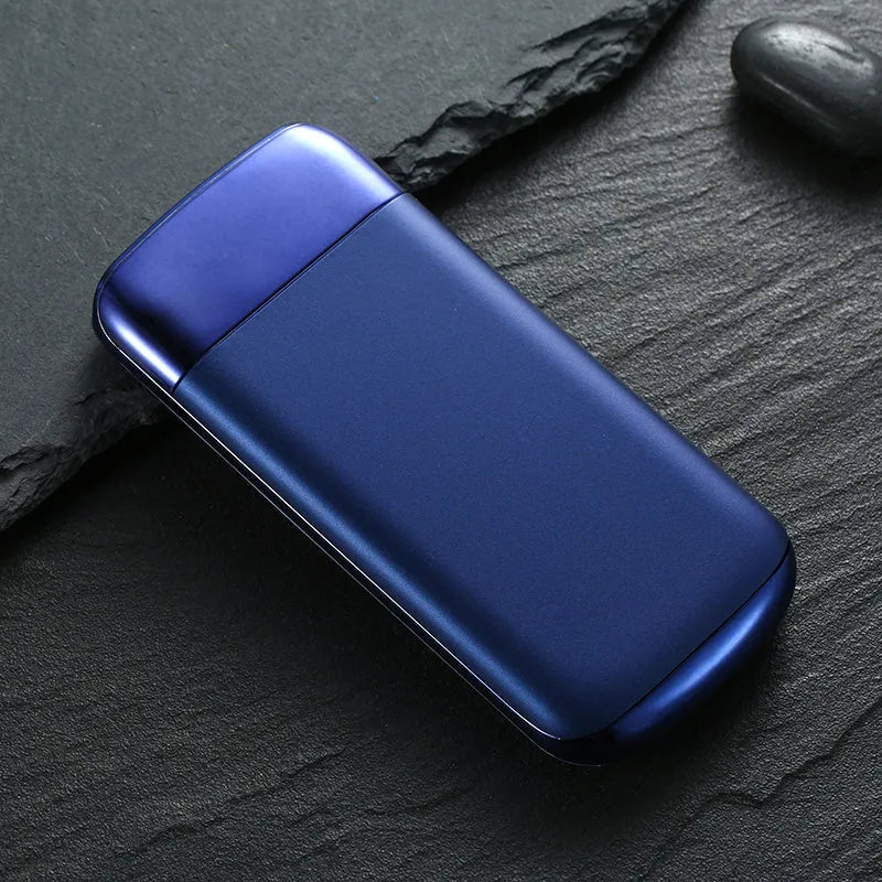 Y10 black portable power bank with LCD display showing battery percentage and two USB ports