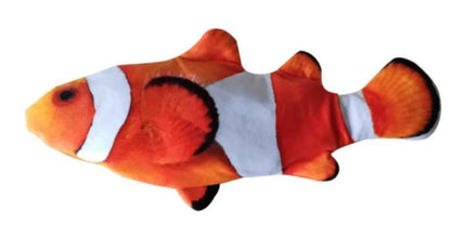 Electronic jumping fish cat toy 30cm length USB rechargeable multicolour PP material